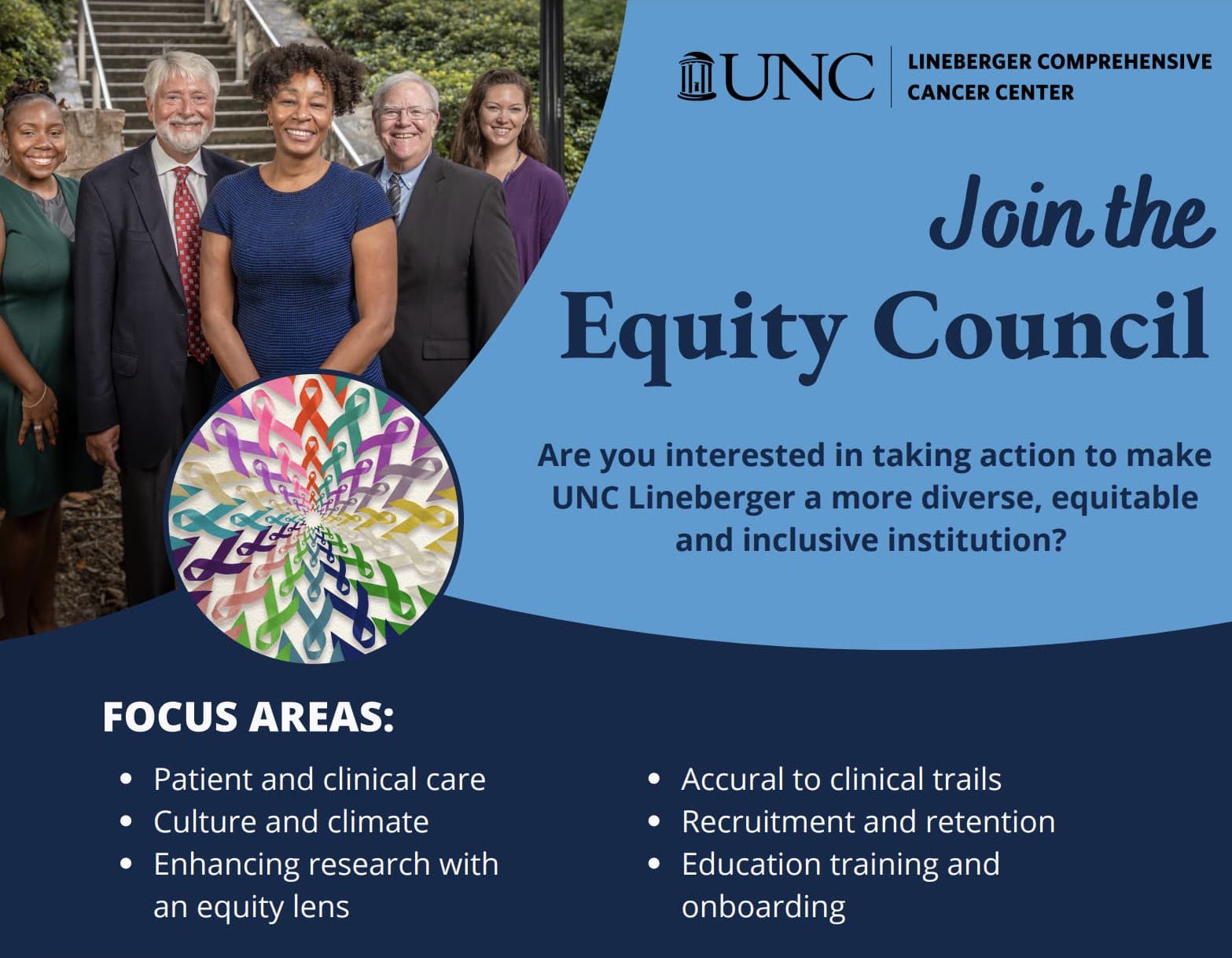 Join the Equity Council. Are you interested in taking action to make UNC Lineberger a more diverse, equitable and inclusive institution?