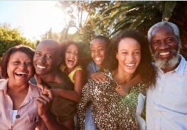 A black family celebrates together