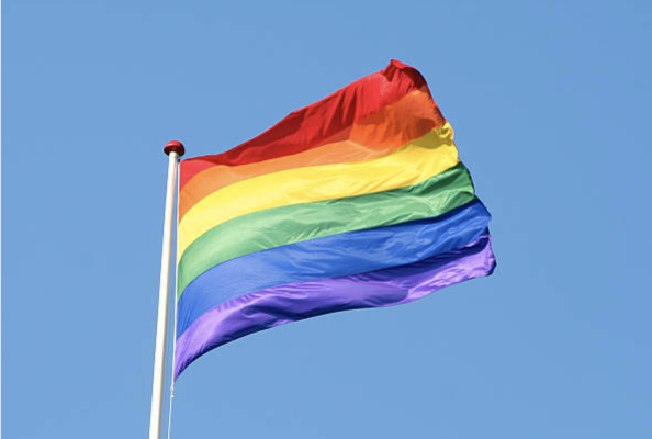 Pride flag billowing in the wind