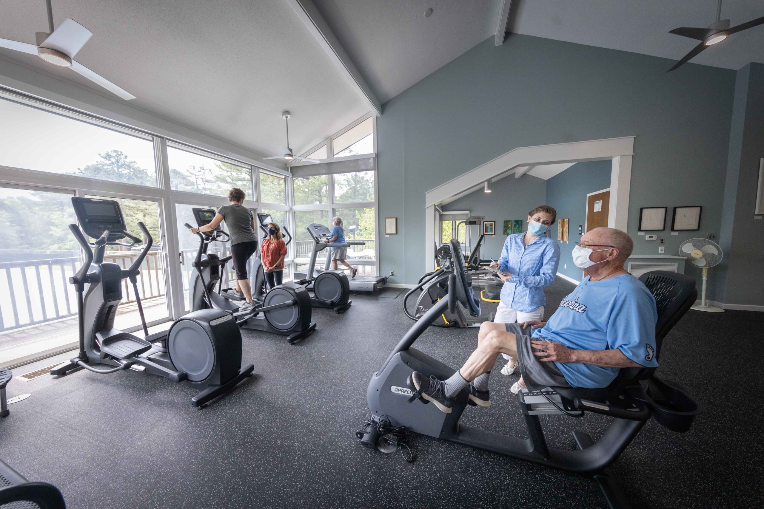 Elliptical machines and a recumbent bicycle