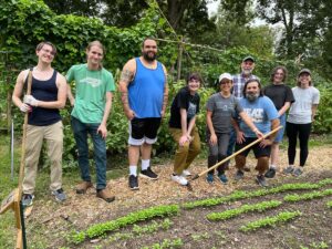 Group volunteering at the Carolina Community Garden