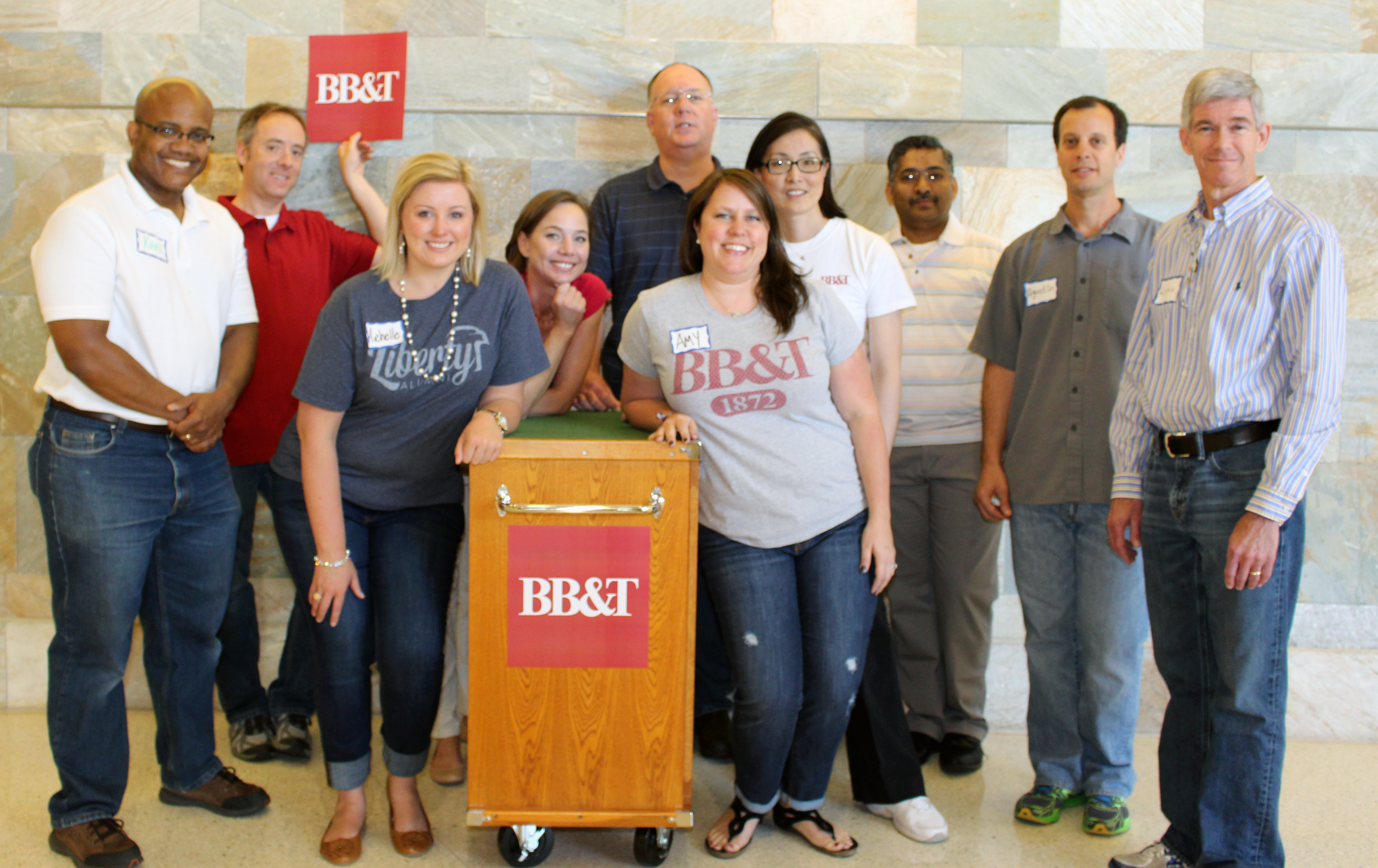 The BB&T volunteers pose with their comfort cart at the N.C. Cancer Hospital