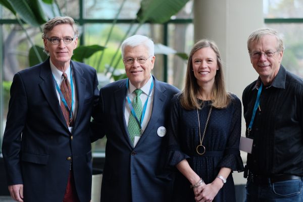 Mark Graham, MD, (far left), James Bearden III, MD, (middle), UNC Lineberger's Carey Anders, MD, and James N. Atkins, MD, (far right) from the conference in March of 2017.
