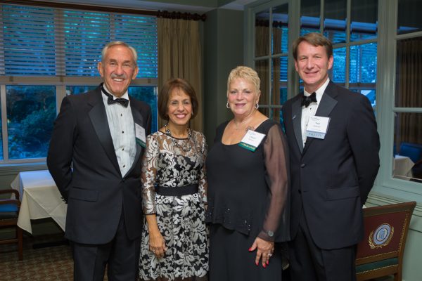 (L-R) Board of Visitors member Ken Williams, Chancellor Carol Folt, Cheryl Williams, UNC Lineberger Director Norman Sharpless, MD. Chancellor Folt kicked off the evening by announcing a $10 million gift made to UNC Lineberger by the Williams.
