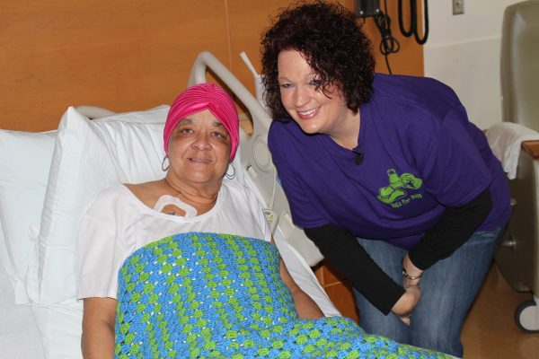 Annie Jones of Halifax County with Elizabeth Stewart, founder of Hats for Hope.