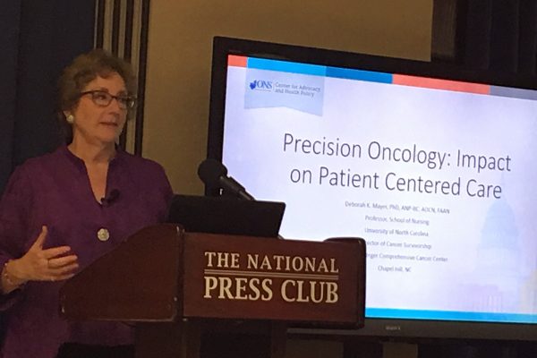 Deborah Mayer, PhD, RN, AOCN, FAAN, director of cancer survivorship at UNC Lineberger, was a panelist at the Oncology Nursing Society Policy Summit on Approaches to Patient-Centered Care.