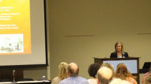 UNC Lineberger's Carrie Lee, MD, spoke at the “Understanding Melanoma: From Prevention to Treatment" seminar on May 14.
