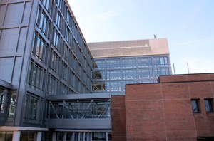 Marsico Hall, as viewed from West Drive, where it connects to the UNC Lineberger building