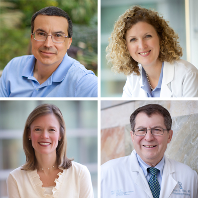 UNC Lineberger members Charles Perou, PhD, Lisa Carey, MD, Carey Anders, MD, and Hyman B. Muss, MD