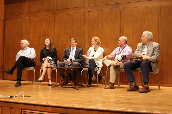 Members of UNC Lineberger leadership on a panel discussion at the 2019 scientific retreat