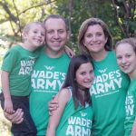 The Debruin family wearing green t-shirts with printed text "Wade's Army"