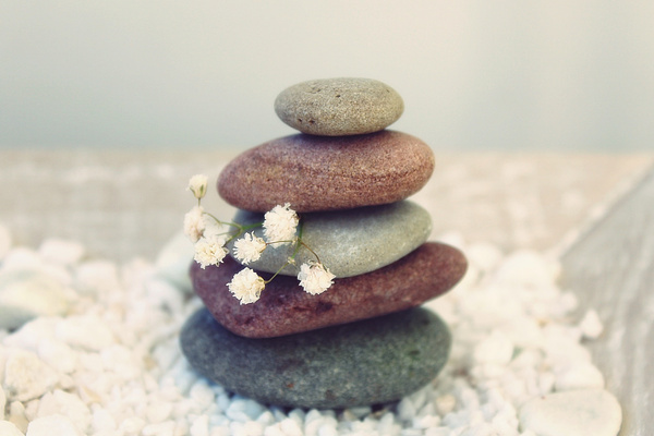 Stacked meditation stones