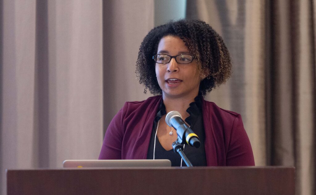 Mya Roberson speaks at the UNC Lineberger Scientific Retreat