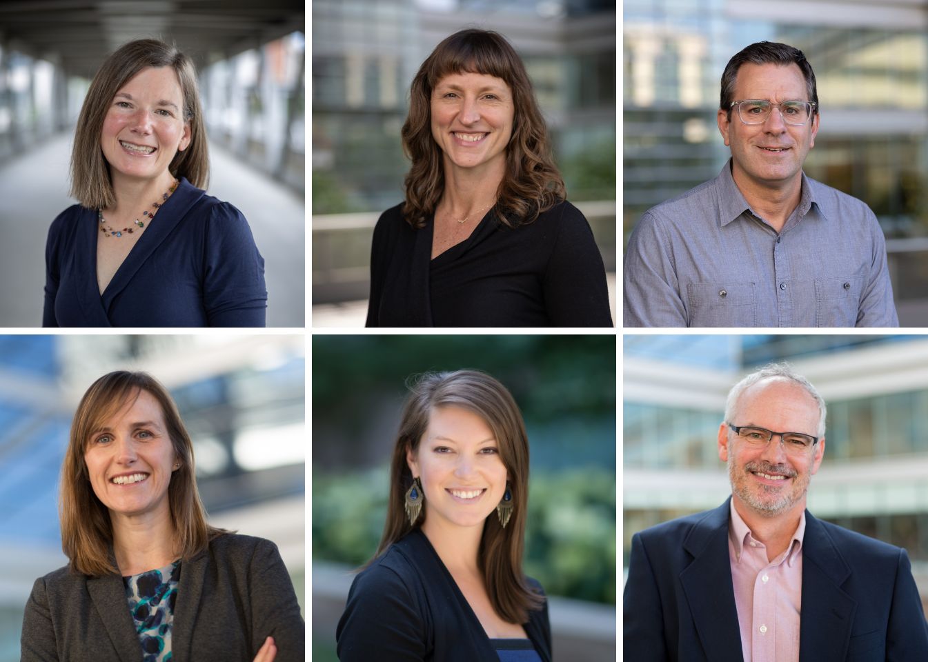 Top row, from left: Drs. Katherine Reeder-Hayes, Jenny Lund and Christopher Baggett; bottom row, from left: Drs. Louise Henderson, Stephanie Wheeler and Dan Reuland