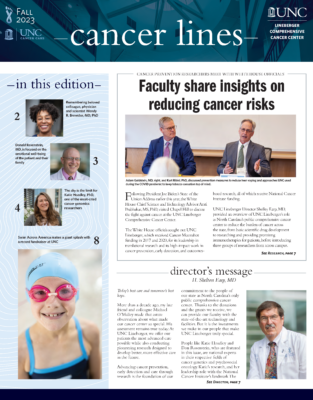 Cover of the Fall 2023 issue of the Cancer Lines newsletter