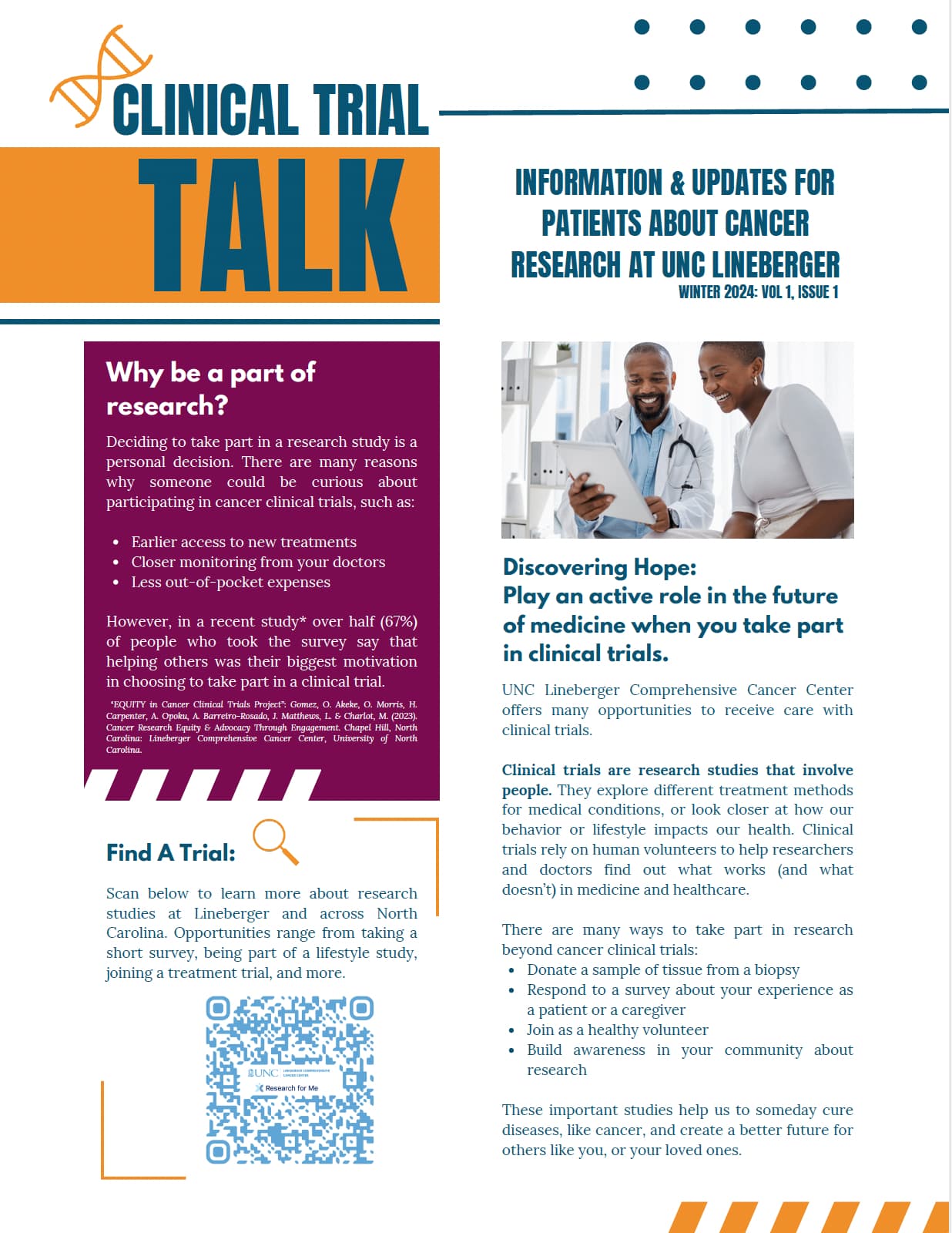 Front page of volume 1, issue 1 of the Clinical Trial Talk newsletter.
